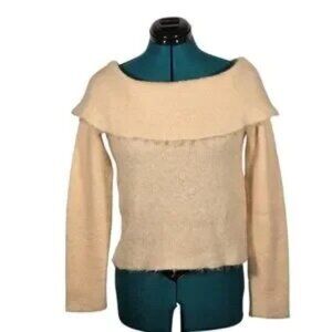 Marie Oliver Off The Shoulder Mohair Knit Sweater Blush Pink Small Lke New